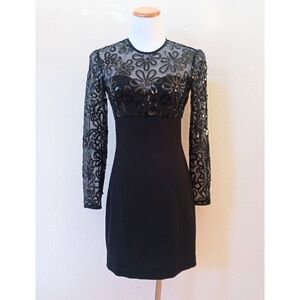 A.J. Bari vintage black cocktail dress with sequin mesh detailing